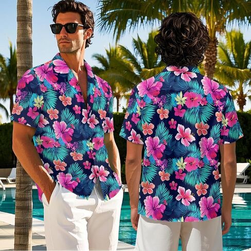 TOADDITDO Womens Sleeveless Tank Dress Mens Short Sleeve Shirts Beach Sundress with Pockets Couples Matching Hawaiian Outfit in Saudi Arabia