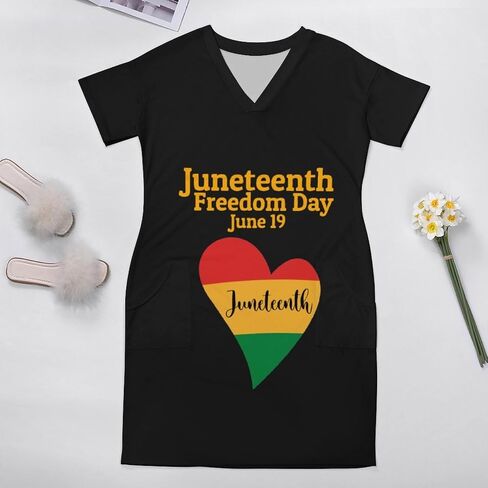 Juneteenth Freedom Day Women's Plus Size Dresses Loose Short Sleeve Summer Casual T-Shirt in Saudi Arabia