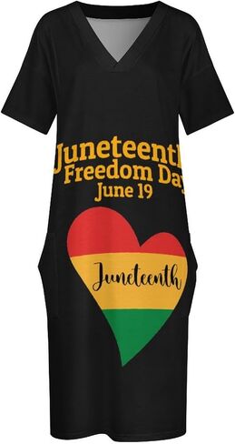 Juneteenth Freedom Day Women's Plus Size Dresses Loose Short Sleeve Summer Casual T-Shirt in Saudi Arabia