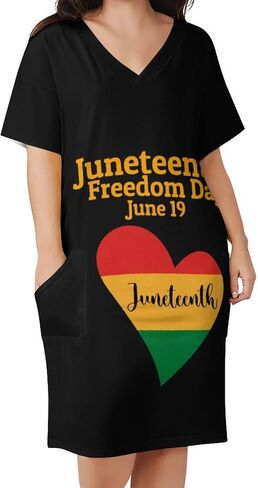 Juneteenth Freedom Day Women's Plus Size Dresses Loose Short Sleeve Summer Casual T-Shirt in Saudi Arabia