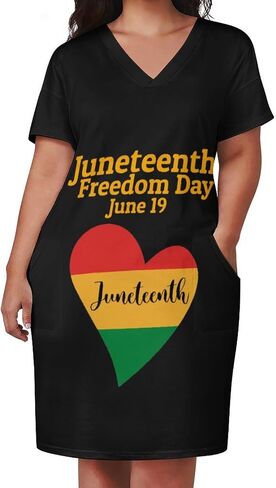 Juneteenth Freedom Day Women's Plus Size Dresses Loose Short Sleeve Summer Casual T-Shirt in Saudi Arabia