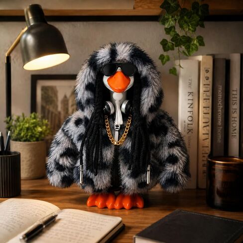 5PCS Desk Goose Outfits for 7 inch Desktop Goose, Hip Hop Style Hoodie Set with Sunglasses, Gold Necklace, Headphones and Dreadlock Hair Accessories for Magnetic Goose Statue in Saudi Arabia