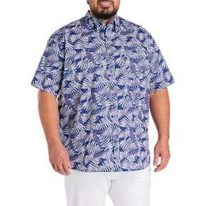 Harbor Bay by DXL Men's Big and Tall Easy-Care Fern Patterned Sport Shirt, Blue Multi in Saudi Arabia