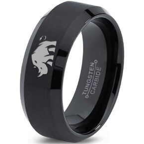 Bulky Rhino Rhinoceros Ring - Tungsten Band 8mm - Men - Women - 18k Rose Gold Step Bevel Edge - Yellow - Grey - Blue - Black - Brushed - Polished - Wedding - Gift Dome Flat in Saudi Arabia