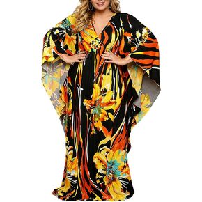 Kaftan Dresses for Women Maxi Beach Cover Up Deep V Neck Braided Detail Side Slit Flowy Resort Lounge Vacation Dress in Saudi Arabia