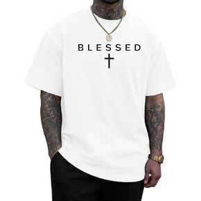 KUYIGO Blessed Cross Graphic T-Shirt for Men Christian Faith Short Sleeve Casual Streetwear Tee in Kuwait