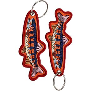 Seyaa Embroidered Fish Keychain Fishing Gifts for Men Women, Trout Fish Charms Cartoon Fishing Keychain For Handbags Backpack, Brook Trout Fishing Stuff For Motorcycle Key Tag Car Accessories in Saudi Arabia
