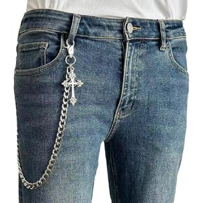 KALHE Gothic Cross Wallet Chain for Jeans, Stainless Steel Biker Pants Chain with Decorative Cross Pendant, Heavy Duty Link Chain Accessory in Saudi Arabia