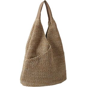 Straw Beach Bag for Women Woven Summer Shoulder Bag Hobo Tote Vacation Purses and Handbags in Kuwait