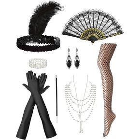 Zinniday Vintage 1920s Accessories for Women, 9 Pcs 20s Flapper Accessories Roaring 20s Theme Set for Evening Cocktail Prom in Saudi Arabia