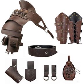 SUMGOGO Shoulder Armor Pauldron Vial Belt Pouch Waist Bag Bracer Medieval Knight Robot Renaissance Cosplay Viking Costume in Saudi Arabia