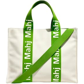 Mahj Tote-XL Canvas Mahjong Bag for Tile Sets and Racks, Nylon Interior and Zipper Pocket-Luxury Gift for Game Lovers in Saudi Arabia