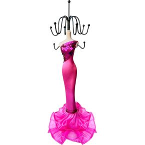 WE Doll Jewelry Stand Holder Mannequin Necklace Display Orgaziner fuchsia Evening Gown Jewelry Stand 15 inches Quinceanera Centerpiece Birthday Gift in Saudi Arabia