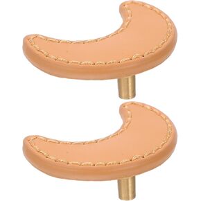 2pcs Moon-Shaped Cabinet Drawer Handles Pu Leather Vintage Furniture Hardware for ’ Room Wardrobe Pulls Single Hole Dresser Accessories in Saudi Arabia
