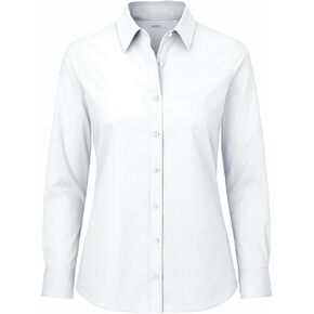 Arber Women’s Stretch Cotton-Blend Button Down Dress Shirt – Wrinkle-Resistant Long-Sleeve Collared Blouse for Work & Casual in Saudi Arabia
