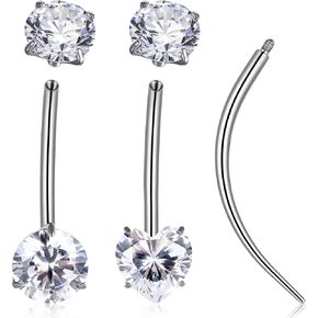 14G Surgical Steel Belly Button Rings 3 Pack – Internal Thread Navel Jewelry with Cubic Zirconia, Long Length Belly Bars (14mm & 28mm) for Women, Body Piercing Jewelry for Daily or Party Wear in Saudi Arabia