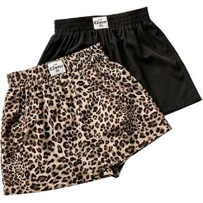 MakeMeChic Women's 2 Pack Mini Shorts Cheetah Print Elastic Waist Wide Leg Loose Fit Micro Shorts in Kuwait