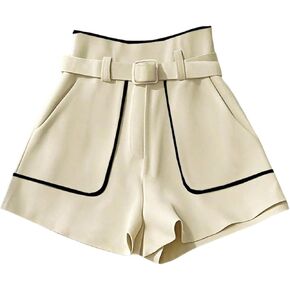 GORGLITTER Women's Dress Shorts Pleated Wide Leg Baggy High Waisted Casual Work Office Trouser Shorts with Belt in Kuwait