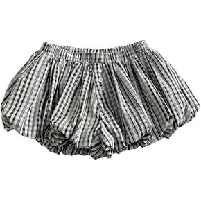 MakeMeChic Women's Summer Ruffle Micro Mini Shorts Low Rise Gingham Loose Fitting Y2K Bubble Shorts in Kuwait