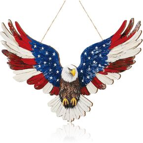 4th of July Eagle Wreath Hanging Door Sign 250th Anniversary Eagle Wreath Patriotic Wreath Wooden Door Sign 8.7x11.5 Inch 4th of July Decorations Door Hanging for Outdoor Porch Wall Farmhouse Decor in Saudi Arabia