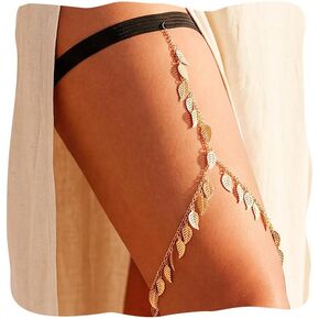 Leaf Thigh Chain Gold Layered Thigh Jewelry Summer Beach Garter for Women in Saudi Arabia