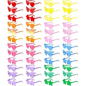 Pibupibu 48 Pack Colorful Fun Heart/Star/Butterfly Sunglasses Bulk Adults Unisex Rimless Party Glasses Set in Saudi Arabia