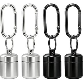 4 Pack Waterproof Metal Earplug Case with Keychain, Hard Aluminum Alloy Mini Pill Box, Portable Travel Ear Plug Holder, Waterproof Small Storage Container for Earplugs, Pills （Black & Silver） in Saudi Arabia
