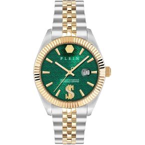 Philipp Plein Date Superlative Collection Luxury Mens Watch Timepieces with a Two Tone Bracelet and Case Featuring a Green Dial in Saudi Arabia