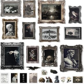97 Decor Dark Academia Decor - Gothic Home Decor Aesthetic, Dark Academia Wall Art, Creepy Gothic Posters Goth Art Prints, Moody Pictures Witchy Halloween Decorations for Bedroom (Unframed) in Kuwait