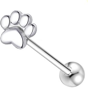 14G Small Claw Tongue Rings for Women and Men, Silver Cat/Dog Claw Surgical Steel Tongue Piercing Jewelry for Tongue Piercings, Silver Tongue Ring, 16mm Bar Length in Saudi Arabia