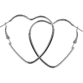 Heart Shaped Hoop Earrings Stainless Steel Silver Plated Drop Earrings Hypoallergenic and Lightweight Fashion Jewelry 1 Pair-Silvery in Saudi Arabia