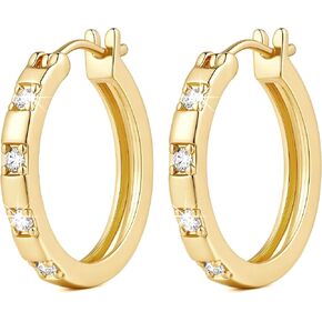 Gold Earrings for Women 14K Gold Hoop Earrings for Women Gold Hoop Earring for Womens Hoops Brilliance Meets Effortless Elegance with Cubic Zirconia Hoops Earring for Womens 20/25mm in Kuwait
