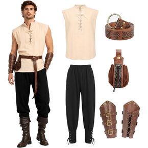 8PCS/6PCSMen's Renaissance Costume– Medieval & Viking Outfit Set with Accessorie for LARP Cosplay Halloween in Saudi Arabia