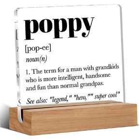 Gifts for Grandpa Poppy, Poppy Definition Gift, Grandfather Gift Ideas, Grandfather Christmas Gifts, Desk Decor Acrylic Sign, 4 x 4 Inches in Saudi Arabia