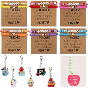 24Pcs Teacher Appreciation Gifts In Bulk, 6 Pack Gift Set With Keychains, Bracelets, Greeting Card, Teacher Appreciation Gifts, Best End Of Year Teachers Gift For Women, Creative Thank You Teachers Supplies in Kuwait
