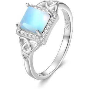 Moonstone Rings for Women 925 Sterling Silver Celtic Square Moonstone Ring Ladies Jewelry Gifts in Saudi Arabia
