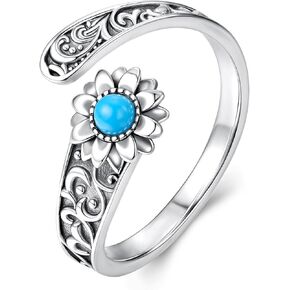 Chunky Rings for Women Statement Adjustable Pearl Ring Turquoise Spoon Ring Sunflower Dainty Open Ring Non Tarnish Unique Jewelry Gift in Saudi Arabia