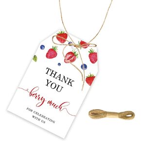50pcs Strawberry Thank You Tags, Blueberry Party Favors Gift Tag with String for Wedding, Berry Sweet Favor Tags for Girl Birthday Party, Sweet One Party Favors in Saudi Arabia