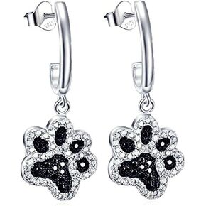 Paw Print Earrings for Women Sterling Silver Dog Cat Paw Drop Earring Puppy Paws Jewelry Gift for Dogs Lover Women Wife Sister Birtday Anniversary in Saudi Arabia