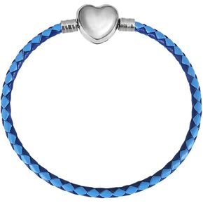 Blue Black White Red Pink Leather Bracelet Twisted Weave Rope Chain Starter Snake Love Heart Bead Pendant 925 Sterling Silver Birthday Compatible With Pandora Moments Charm in Saudi Arabia
