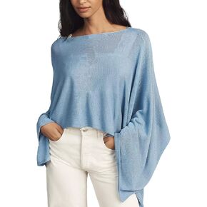 Womens Sheer Poncho Shrug Bolero Lightweight Knit Cover up Shrug Pullover Sweater in Saudi Arabia