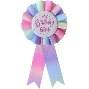 Birthday Girl Pin - Colorful Ribbon Baby Shower Button Badge, Gift for Little Girls | Party Celebration Decoration 1pc (SH-C2) in Saudi Arabia