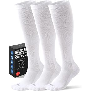 Light Compression Cotton Socks 8-15 mmHg for Women Men (3 Pairs) - Soft Knee High Socks for Comfort Support, Easy On in Saudi Arabia
