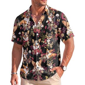 Men's Hawaiian Button Down Shirt – Tropical Aloha Shirt for Men, Lightweight Stretch Short Sleeve Beach Resort Wear in Saudi Arabia