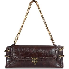 Shoulder Bag for Women - Clutch Purse Stylish Handbag with Retro Brass Locking Clasp Trendy Underarm Bag in Saudi Arabia