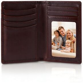 Small Card Case Slim Mens Bifold Wallet，Thin Travel Minimalist Leather Wallet for Men， Credit Card Holder for Men(brown) in Kuwait
