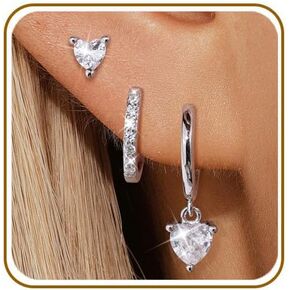 3 Pairs Earrings for Women, Hypoallergenic Small Hoop, Marquise Stud and Dangle Huggie Earrings, Jewelry Gifts for Women in Saudi Arabia