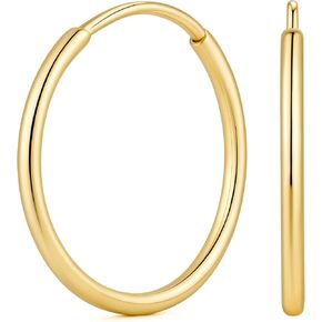 Gold Hoop Earrings Gold Earrings for Women 14K Gold Hoop Earrings for Women Hoops Earring for Womens Polished Circle and Flowing Lines Hoops Earring 10/12/14/16/18/20mm in Saudi Arabia