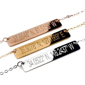 Customize your Personalized Necklace Coordinate Bar Necklace 16K Plated Gold Rose Gold Silver multi occasions valentine's Day Christmas Bridesmaid Wedding gift in Kuwait