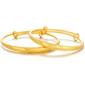Ethlyn Birthday Gift for her 18K Gold Plated Adjustable Bangle Bracelet Set Flexible Bangle Women Trendy Gifts in Saudi Arabia